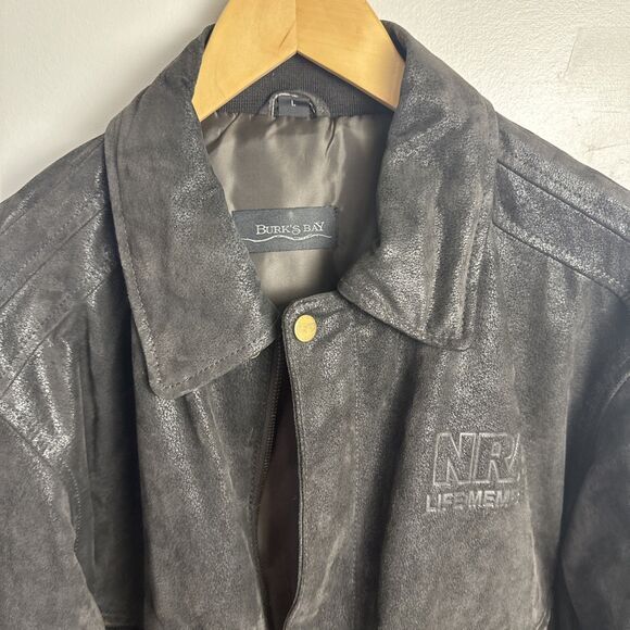 NRA Lifetime Member Suede Leather Jacket Large Black Burk's Bay True Patriot - Picture 2 of 15